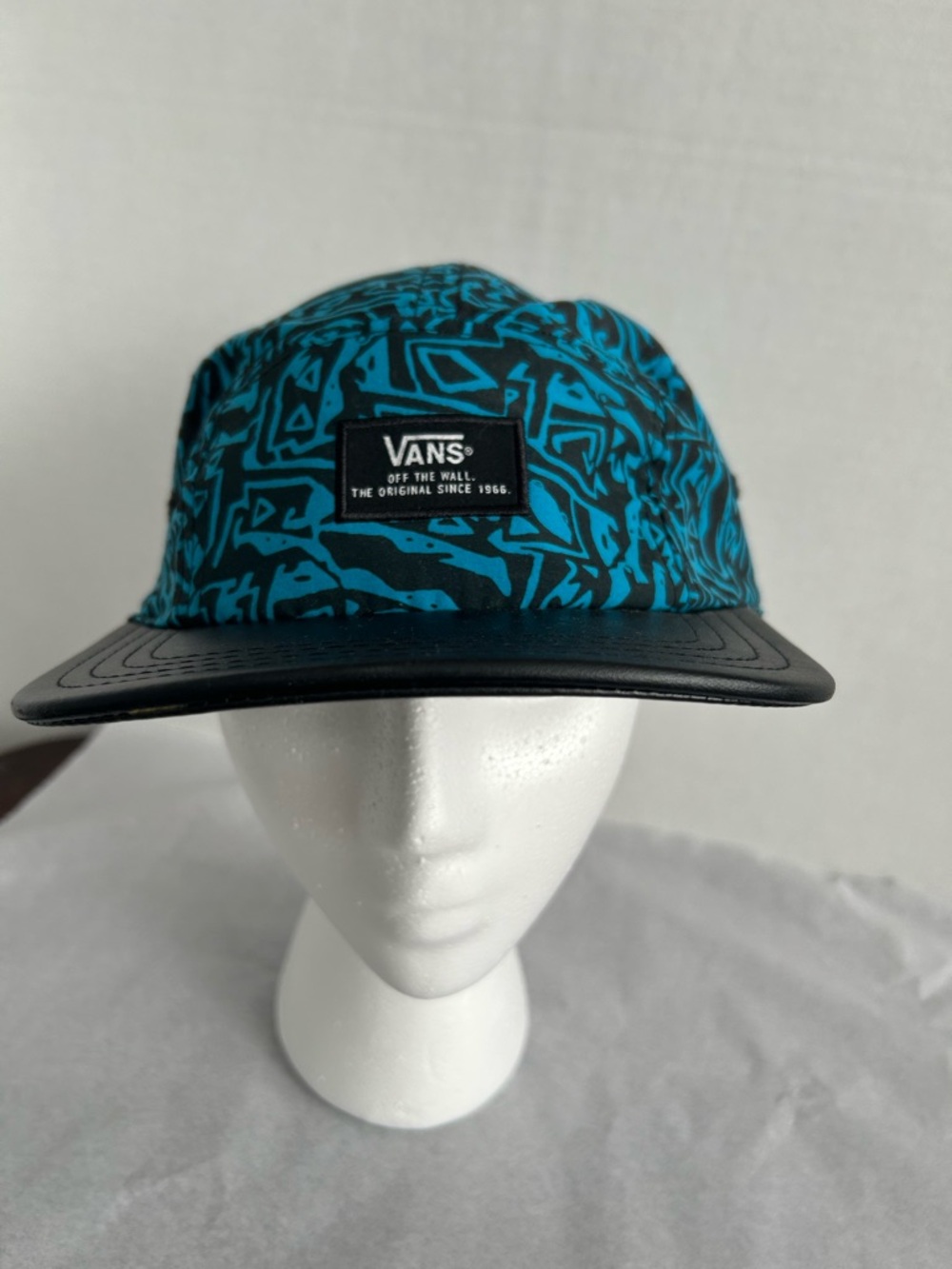 Vans Teal Patterned 5-Panel Hat with Black Brim - Picture 2 of 8
